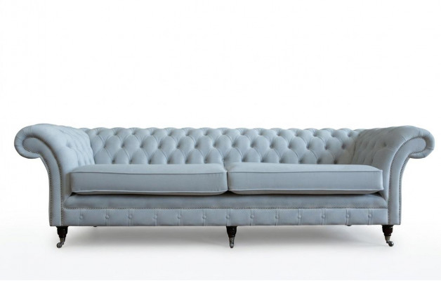 Groer Chesterfield 4-Sëtzer Polster Canapé Modernen Stil Samett Textil Stoff Sofa