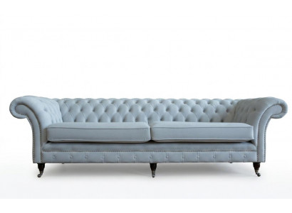 Groer Chesterfield 4-Sëtzer Polster Canapé Modernen Stil Samett Textil Stoff Sofa