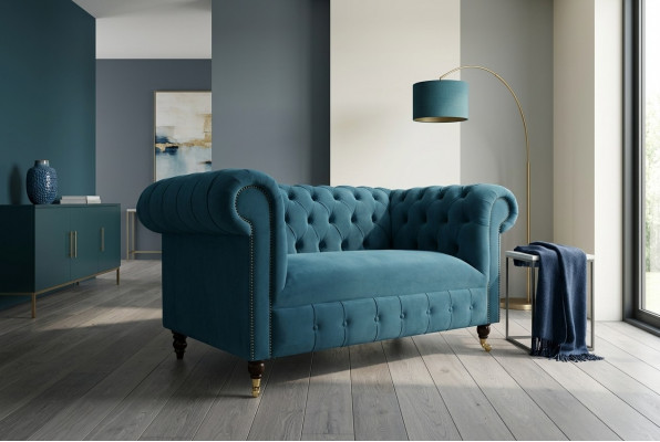 Design Polster Sëtz Couch 2 Sëtzer Garnitur Sofa Sofas Couchen Textil Stoff Gréng