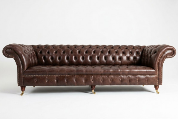 Sofa 4-Sëtzer Couch Design Chesterfield Polstersëtz Garnitur Lieder Textil Nei