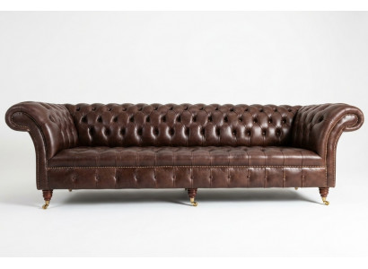 Sofa 4-Sëtzer Couch Design Chesterfield Polstersëtz Garnitur Lieder Textil Nei