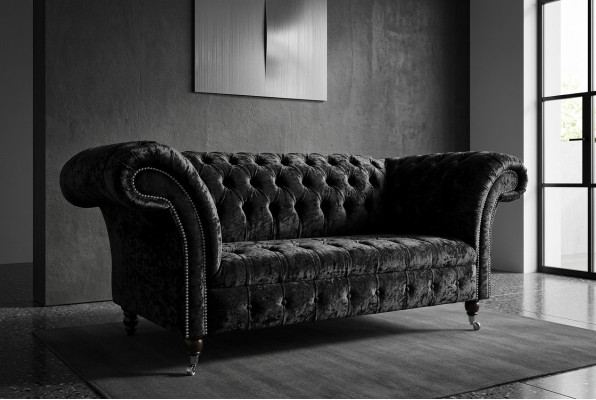 Luxus Chesterfield 2-Sitzer Couch Polster Sofa Textil Stoff Garnitur Nei Couchen