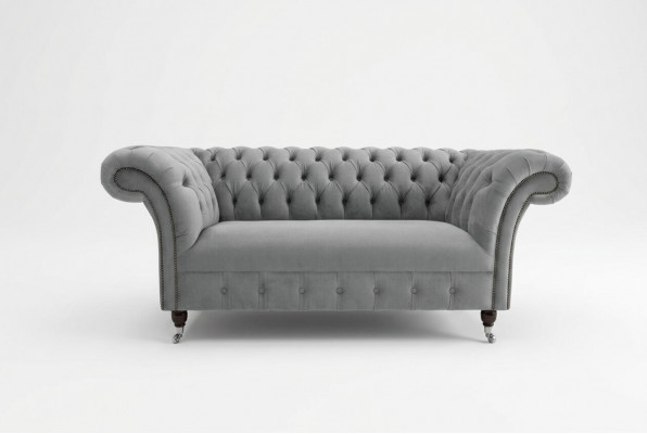Chesterfield Luxus 2 Sëtzer Canapé Polstersofa Textil Stoffer Couchen Garnitur Nei