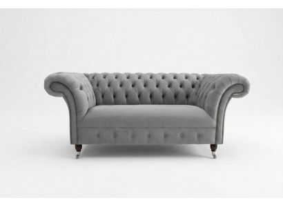 Chesterfield Luxus 2 Sëtzer Canapé Polstersofa Textil Stoffer Couchen Garnitur Nei