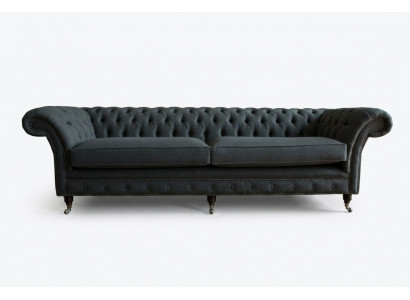 Original Chesterfield Textil Lieder Sofa Canapé Kissen Grouss Sëtzpolster Gro 265cm