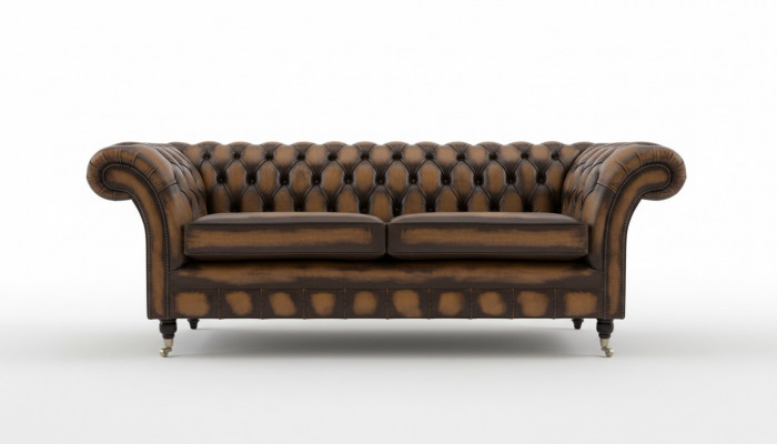 Edler Chesterfield Braunener Dräsitzer Luxus Polster Couchen Designer Sofasen