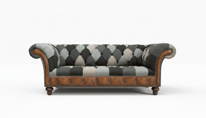 Chesterfield Textil Sofa 3 Sëtzer Sofa Polster Sofas Design Luxus Stoffsofaen Nei