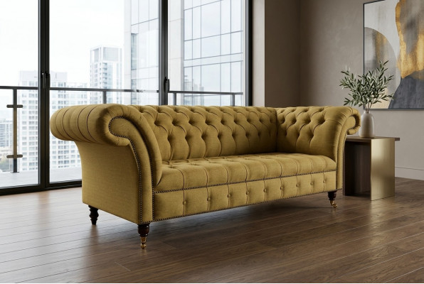 Gelbe Couch Dreisitzer Polster Design Sofa 3er Sitz Sofas Zimmer Luxus Couchen