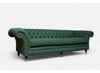 Knëpp Sofabett Chaesterfield Sofas 4 Sëtzer Couch Polster Stoff Wunnzëmmer Miwwelen