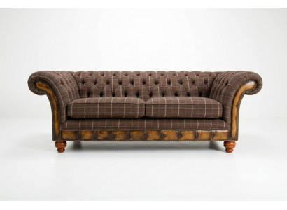 Klassesch Chesterfield Sofa 3-Sëtzer Design Sofas Polster Couchen Lieder Brong