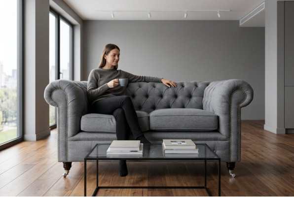 Chesterfield Sofa Couch klassesch Miwwelen Canapéë Sëtz Polster Canapéën Wunnzëmmer