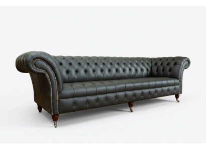 Groue Chesterfield 4-Sëtzer Grouss Sofa Couch Textil Lieder Polster Sofas