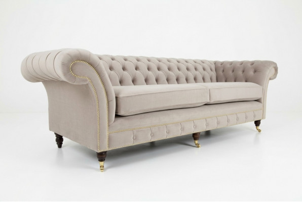 Sofa 4 Sëtzer XXL Couch Sëtz Polster Sofas Couchen Chesterfield Design