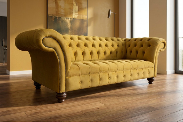 Designer Chesterfield Sofagarnitur Sofa Couch Polsterset a Samt 4 Stéck.