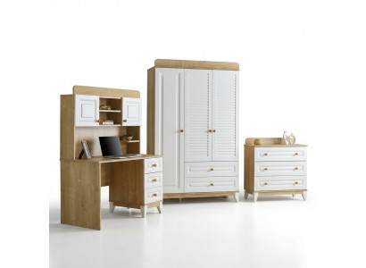 Kinderzimmer Set Kleiderschrank Kommode Schreibtisch funktionale Möbel
