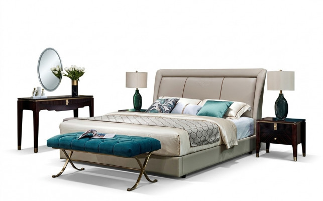 Klassesch Bett 2x Nuetsdësch 3 Stéck Schlofkummer Set Better nei Luxus