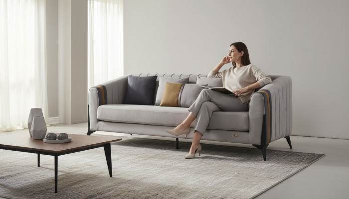 Soffagarnitur Wunnlandschaft Sofas Couchen Polster Stoffsofa 3+1 Sëtzer