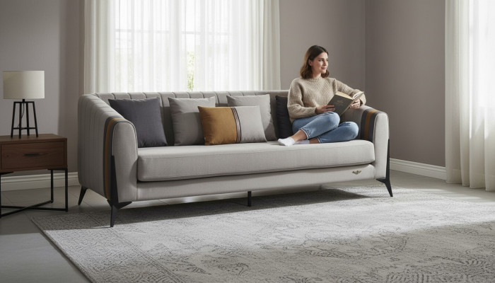 Klassesch 3 Sëtzer Designer Sofa Polstersofaen Couchë Lieder Dräisëtzer