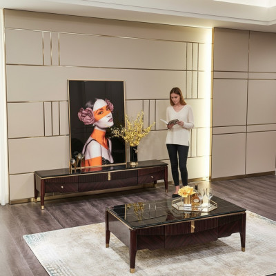 Canapé Dësch Holz Dësch Niewendësch Sofa Canapé Dëscher Marmor Wunnzëmmer Design Miwwelen