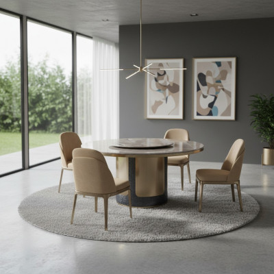 Design Holzdësch Ronn Iessdësch Ronn Dëscher 135cm Deko Luxus Klass