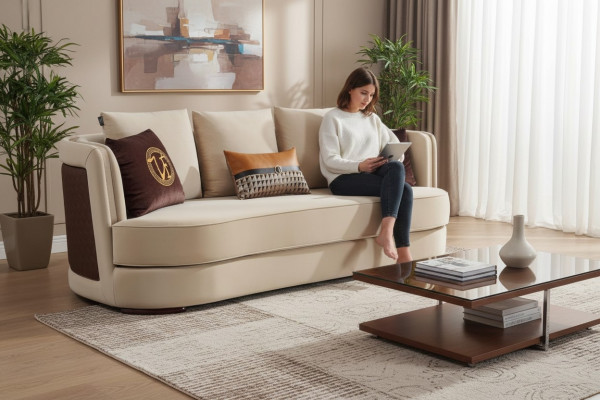 Modern Sofa-Garnitur 3+1 Set Design Sofae Gepolstert Couchen Lieder.