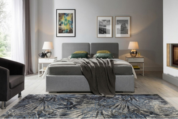 Klassesch Designerbett Schlofzëmmer Textil Lieder Polster 140x200 Miwwelen Gestell