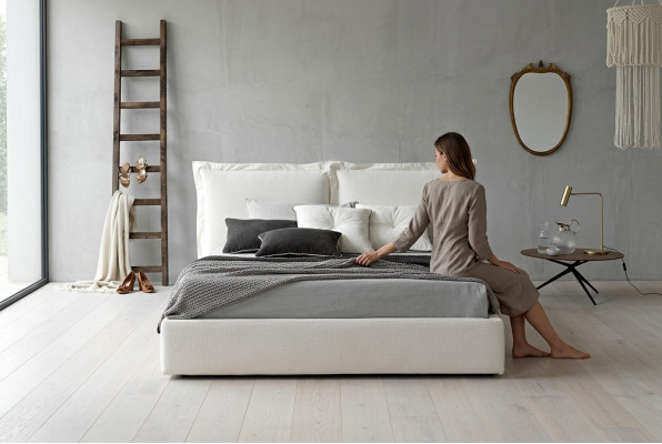 Modernen Design Hotel Bett XXL Better Luxus Stil Duebel Textil 180x200cm Stoff