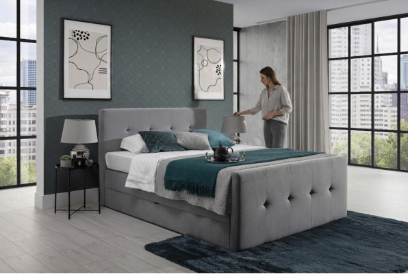 Modern Grey Chesterfield Bett Luxus duebel Better Schlofkummer Miwwelen