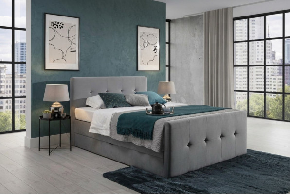 Modern Grey Chesterfield Bett Luxus duebel Better Schlofkummer Miwwelen