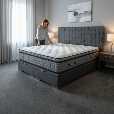 Luxus Schlofzëmmer Bett Polster Design Luxus Duebel Hotel Better 140x200cm Nei