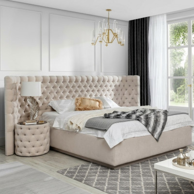 Chesterfield Bett Luxus Schlofkummer Hotel Deko Këssen Better mat Knäppercher
