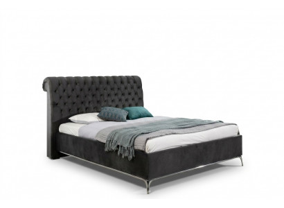 Schwaarzt Chesterfield Luxus Duebelbett Designer Schlofzëmmer Miwwelen