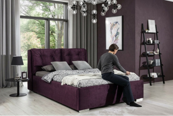Lila Polsterbett Bett Ehebett Textil Designerbett Duebelbett Bettegestell Better