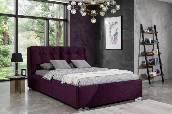Lila Polsterbett Bett Ehebett Textil Designerbett Duebelbett Bettegestell Better