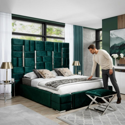 Polsterbett Duebelbett Designer Bett Ehebett Schlofzëmmer Sametbett Stoffbetter