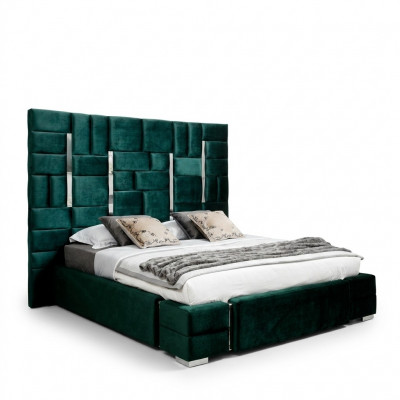 Polsterbett Duebelbett Designer Bett Ehebett Schlofzëmmer Sametbett Stoffbetter