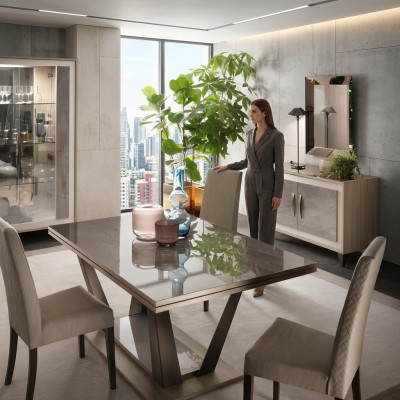 Iessdësch Iesszëmmer Wunnzëmmer Garnitur Holz Design Italienescht Miwwel