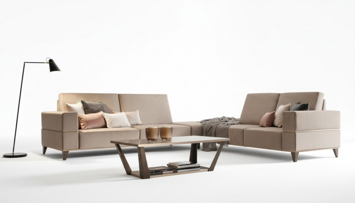 Couchtisch Dësch Polster Design Glasdësch Säitentësch Holz Sofa Couch Braun Dëscher