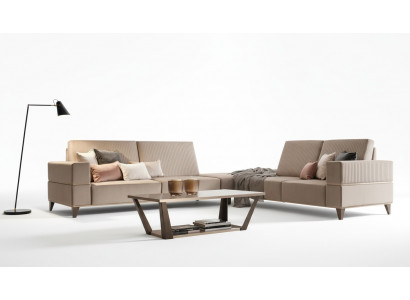Couchtisch Dësch Polster Design Glasdësch Säitentësch Holz Sofa Couch Braun Dëscher