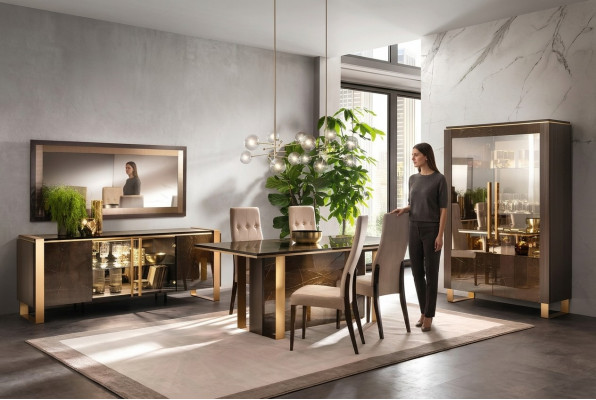 Modern Iesszëmmer Dësch + 6 Still Garnitur Grupp Italieneschen Stil