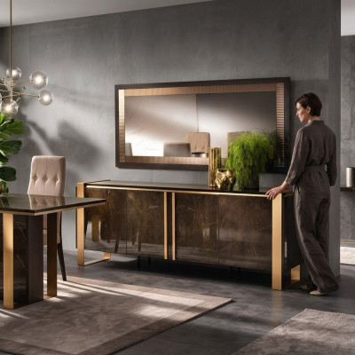 Buffet Anrichte Kommode Spigel Eechte Handaarbecht Holz Regal Regaler 2tlg