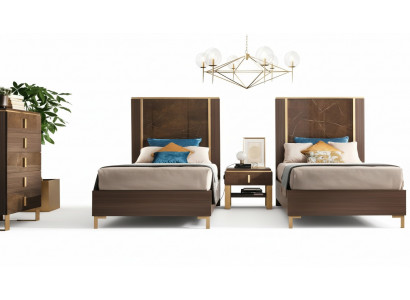 2x Bett + Nuetsdësch 3 tlg. Schlofzëmmer Set Designer Luxus Schlofzëmmer