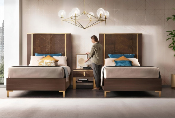 Bett Nuetsdësch Hocker 4 tlg. Schlofzëmmer Set Design Modern Luxus Better