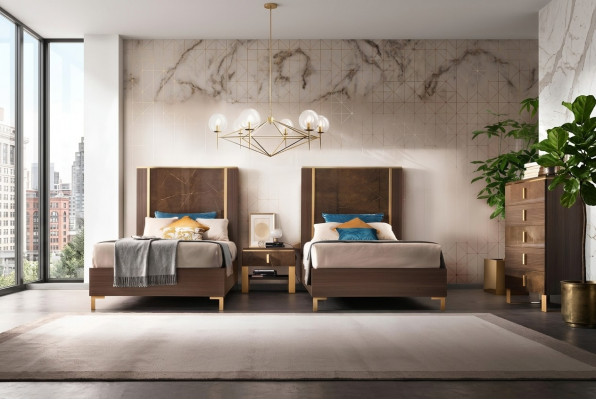 Bett Nuetsdësch Hocker 4 tlg. Schlofzëmmer Set Design Modern Luxus Better
