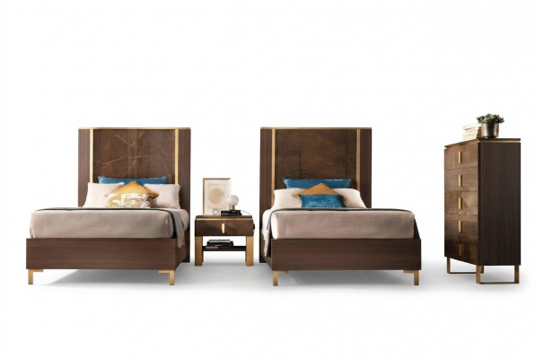 Bett Nuetsdësch Hocker 4 tlg. Schlofzëmmer Set Design Modern Luxus Better