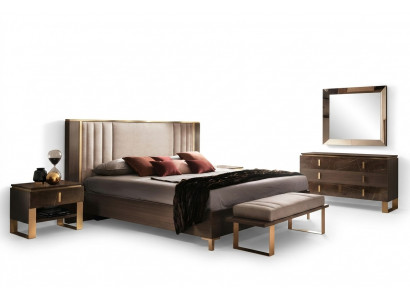 Modern Schlofzëmmer Set Bett Nuetsdësch Hocker 4tlg. Garnitur Grupp