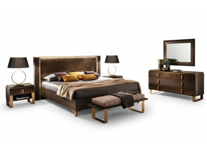 Bett Schlofkummer Set Design Modern Luxus 2x Nuetsdësch Italienescht 3tlg