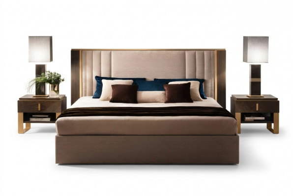 Bett 2x Noliescht 3-Stéck Schlofzëmmer Set Design Modern Luxus Italienesch