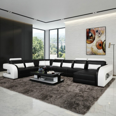 Grouss Wohnlandschaft Sofa mat USB Couch Polster Eck Lieder Sofa Garnitur Couchen !!