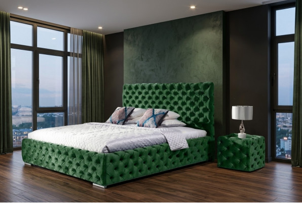 Bett Schlofzëmmer Set Design Miwwelen Modern Luxus Better Chesterfield Gréng 140x200